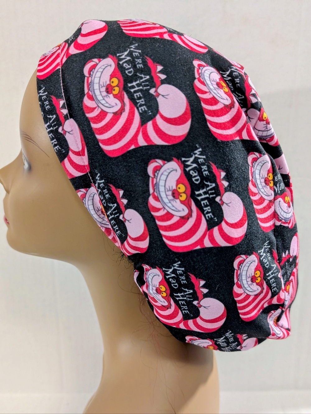 Alice, Cheshire, Euro Style Scrub Cap, Scrub Cap, Surgery Hat, Chemo Hat